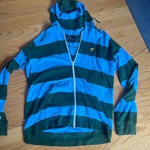 DC Men's Green and Blue Zip up Hoodie XXL